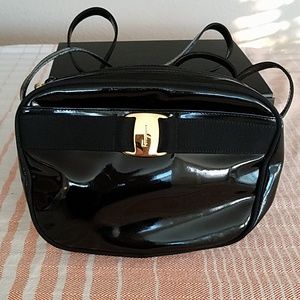 Salvatore Ferragamo Black Patent Shoulder Bag